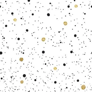 Abstract Seamless Pattern on White Background with Black and Golden Chaotic D Stock Illustration