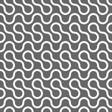 Abstract seamless pattern. White curvy lines on grey background. Vector swatch イラスト素材