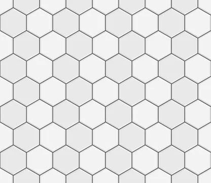 Abstract seamless pattern, white gray ceramic tiles floor. Concrete hexagonal Stock Illustration