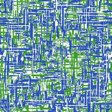 Abstract seamless pattern with white, green, and blue irregular jagged lines. Stock Illustration