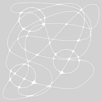 Abstract seamless pattern. White simple line and circles on a gray backgrou.. イラスト素材