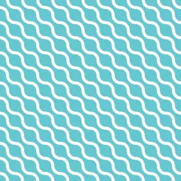 Abstract seamless pattern with white waves in diagonal arrangement on blue Stock Illustration