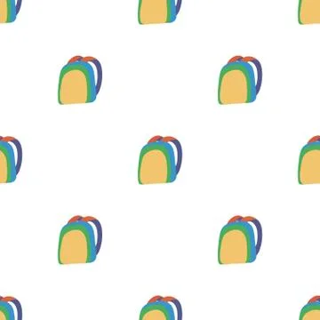 Abstract seamless pattern with yellow green backpack for cover design. 스톡 일러스트