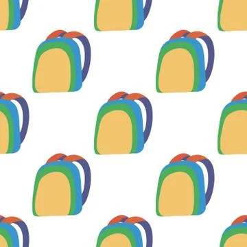 Abstract seamless pattern with yellow green backpack for cover design. Stock Illustration