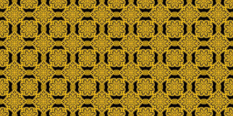 Abstract seamless patterns, batik patterns, Golden Vintage ornamental seaml.. イラスト素材