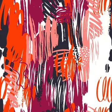 Abstract seamless patterns with hand drawn textures in scribble style, trend Illustrazione stock