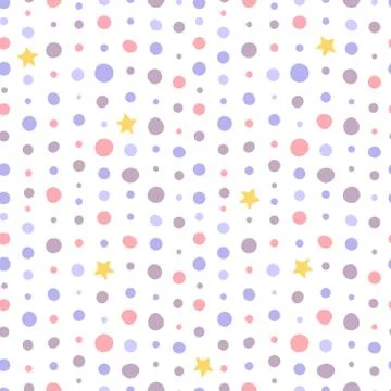 Abstract seamless patterns with spots, dots and stars. Background for decoration Stock Illustration