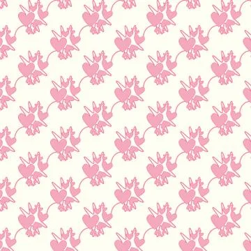 Abstract seamless pink heart vector background Stock Illustration