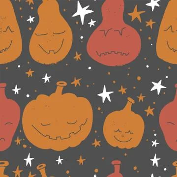 Abstract seamless pumpkin pattern for grunge halloween clothes. Creative vector Illustrazione stock