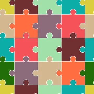 Abstract seamless puzzle pattern for girls, boys. Creative vector pattern wit Stock Illustration