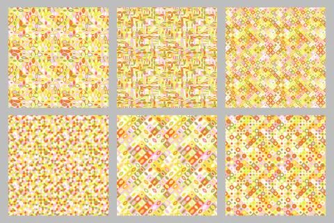 Abstract seamless random curved shape pattern background design set Stock Illustration