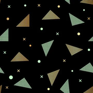 Abstract seamless repeating pattern with triangles in gold glitter and black Stock Illustration