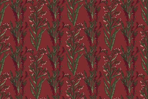 Abstract seamless retro floral pattern vector illustration. Repeating botan.. Stock Illustration