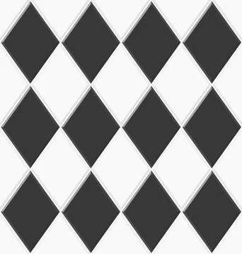 Abstract seamless rhombus pattern. Black white ceramic floor tiles. Design ge Stock Illustration