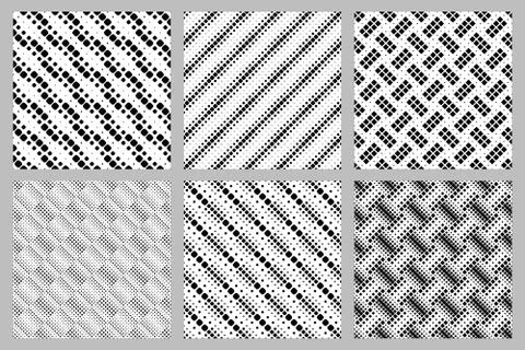 Abstract seamless rounded square pattern background design set Stock Illustration