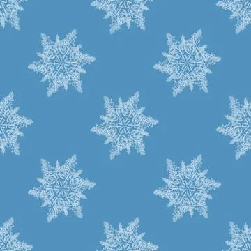 Abstract seamless snowflakes pattern white blue Stock Illustration