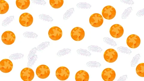 Abstract Seamless Space Pattern Animation with Orange Planets and Blue Galaxies Stock Footage 346186206