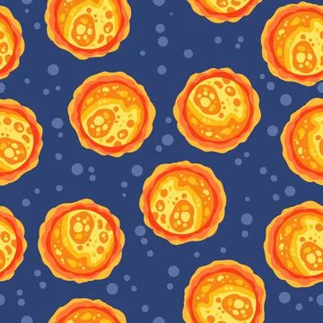 Abstract seamless space pattern background with suns and stars. Solar system Stock Illustration