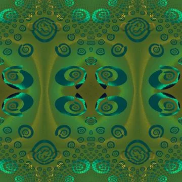 Abstract seamless spiral pattern green turquoise gold blue gray Stock Illustration