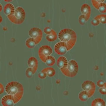Abstract seamless spiral pattern khaki red brown Stock Illustration