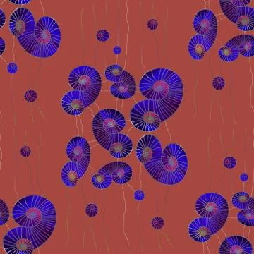 Abstract seamless spiral pattern terracotta brown purple red Stock Illustration