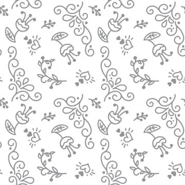 Abstract seamless spring scandinavian pattern. Casual flower wallpaper design Illustrazione stock