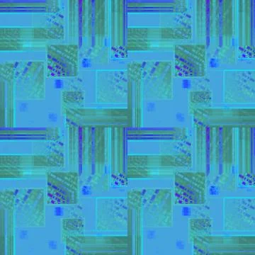 Abstract seamless squares pattern blue green turquoise purple Stock Illustration