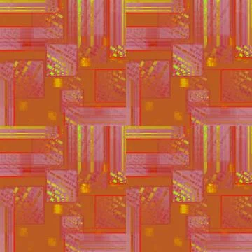 Abstract seamless squares pattern orange pink yellow red Stock Illustration