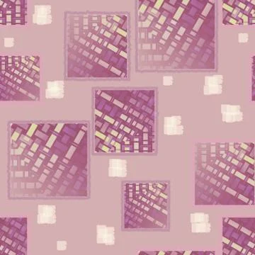 Abstract seamless squares pattern pink violet purple yellow Stock Illustration