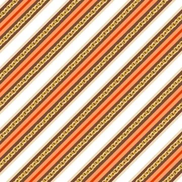 Abstract seamless striped pattern with precious gold chains on white background Stock Illustration