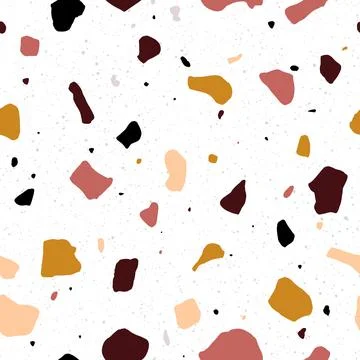 Abstract Seamless stylized colored Terrazzo tiles pattern Stock Illustration