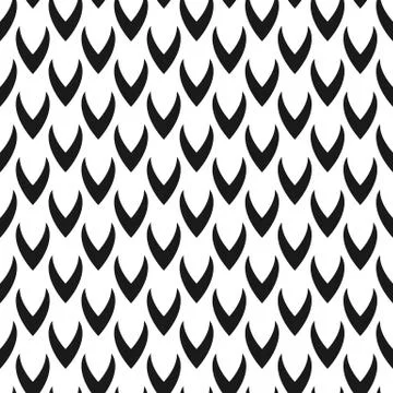 Abstract seamless stylized scales pattern. Monochrome black and white texture Stock Illustration