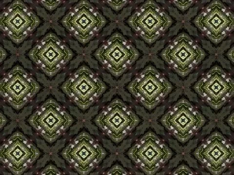 Abstract Seamless Symmetrical Pattern in Green and Gray Stock Illustration