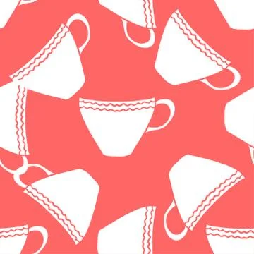 Abstract seamless tea cup pattern. Textured background. 스톡 일러스트