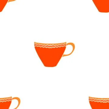 Abstract seamless tea cup pattern. Textured background. Stock Illustration