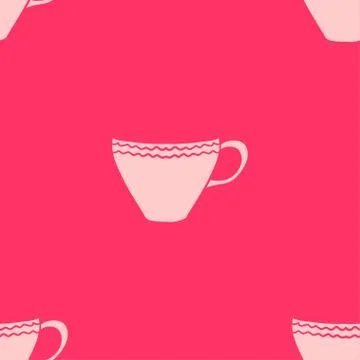 Abstract seamless tea cup pattern. Textured background. 스톡 일러스트