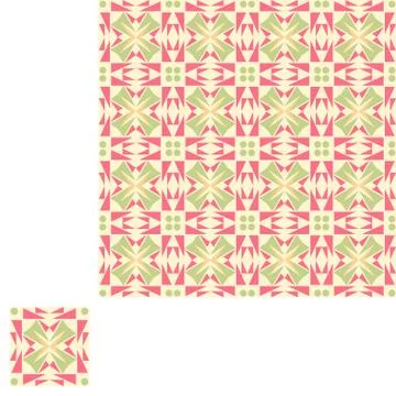 Abstract seamless textile pattern with geometric shapes on the light yellow.. Stock Illustration