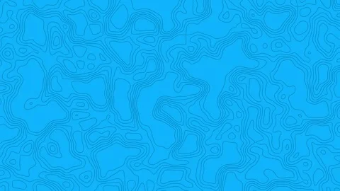 Abstract seamless topographic map background in bright blue with thin contour li Stock Footage 306382523