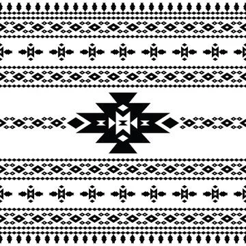 Abstract seamless tribal pattern with Native American motive in black and white. Illustrazione stock