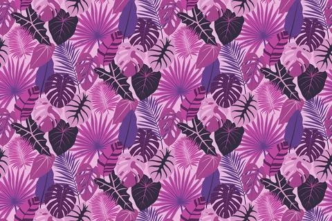 Abstract seamless tropical pattern with bright leaves. Seamless exotic patt.. Stock Illustration