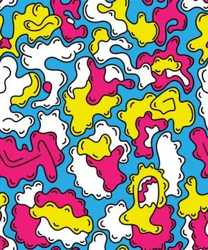 Abstract seamless urban pattern with wave hand draw shapes Stock Illustration
