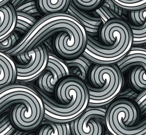 Abstract seamless vector background, gray wavy pattern. Stock Illustration