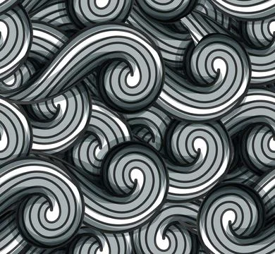 Abstract seamless vector background, gray wavy pattern. 스톡 일러스트