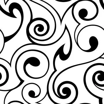 Abstract seamless vector black and white spiral and swirl pattern. Seamless イラスト素材