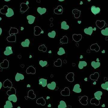 Abstract seamless vector green pattern with hearts. Wallpaper or background.. Stock Illustration