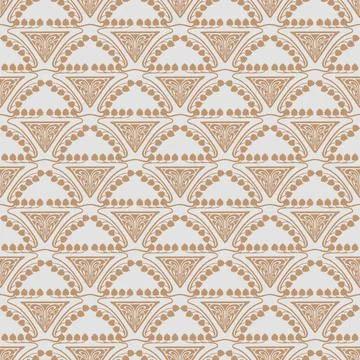 Abstract Seamless vector pattern in brown floral Art Nouveau style Stock Illustration