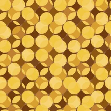 Abstract seamless vector pattern with gold coin shapes Stock Illustration