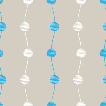 Abstract seamless vector pattern. Waves with circles and lines Illustrazione stock