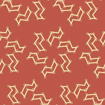 Abstract seamless vector pattern of yellow lines and ovals on a brick tone .. イラスト素材