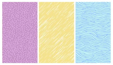 Abstract seamless vector patterns with cute purple confetti yellow diagonal Stock Illustration